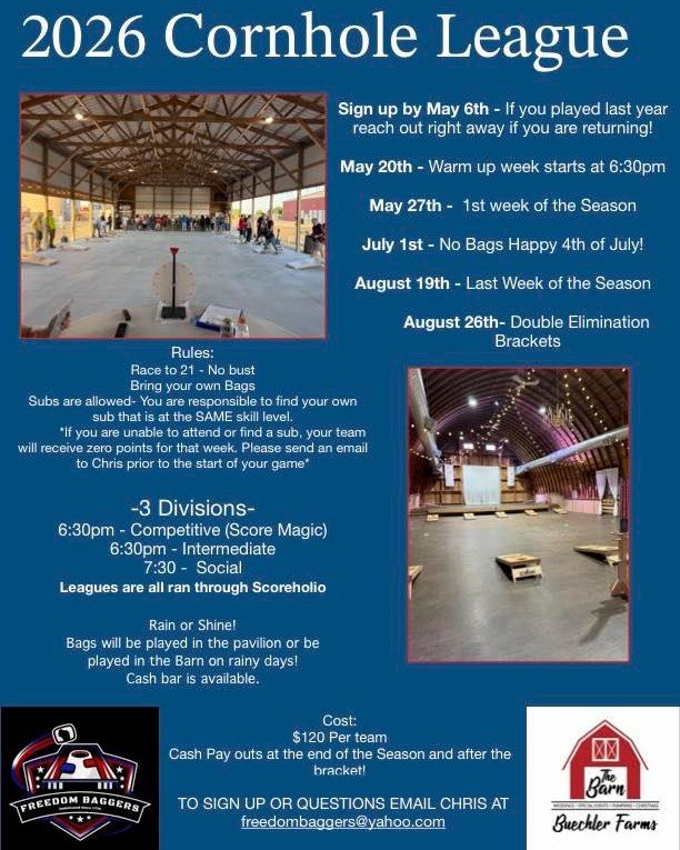 cornhole at buechler farms - league